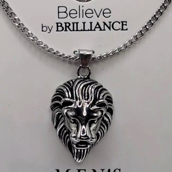 Believe By Brilliance Other - Believe by Brilliance Men’s Silver Lion Head Fashion Necklace NWT
